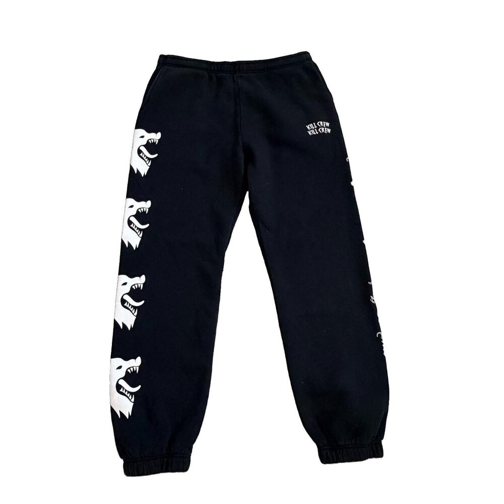 Kill Crew Mens Black "War Wolf" Heavyweight Lux Sweatpants 3X EUC Streetwear